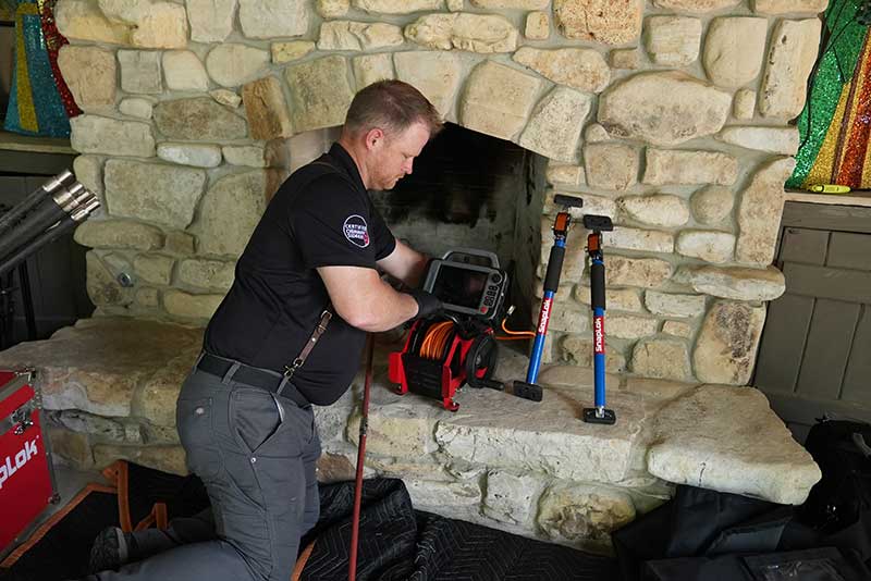 Technician inspecting Chimney