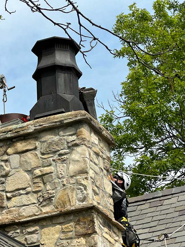 Technician with chimney